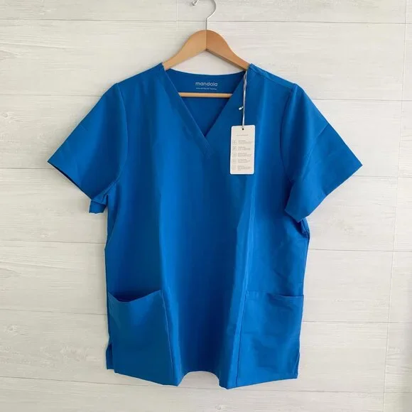 NWT Mandala - Royal Blue Pocket short sleeve Equa-Tech scrub top, XL - Picture 1 of 6